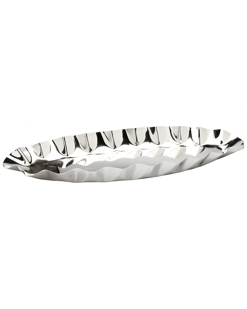Classic Touch Boat Shaped Stainless Steel Dish With Rippled Design