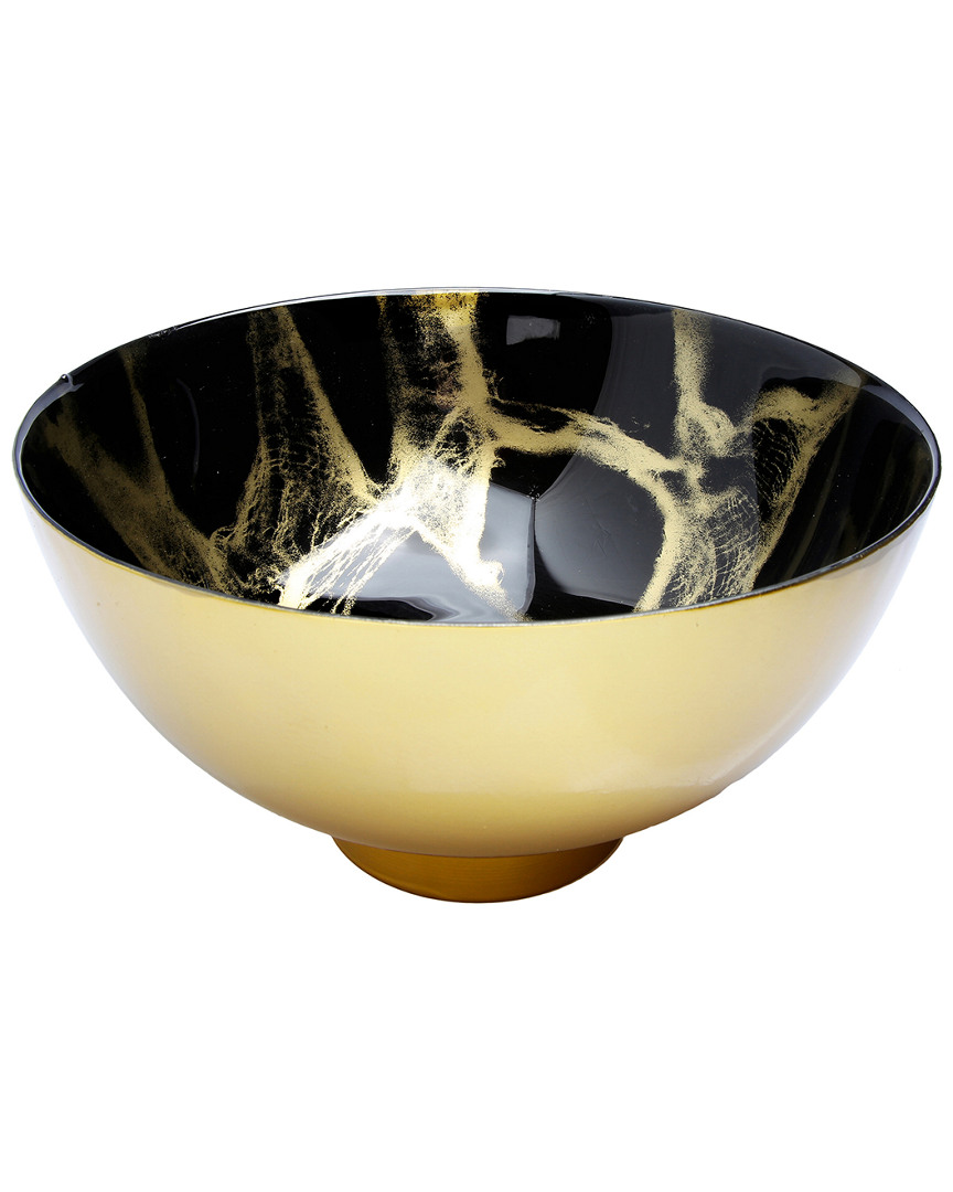 Shop Classic Touch Black And Gold Marbleized Bowl With Gold Outer