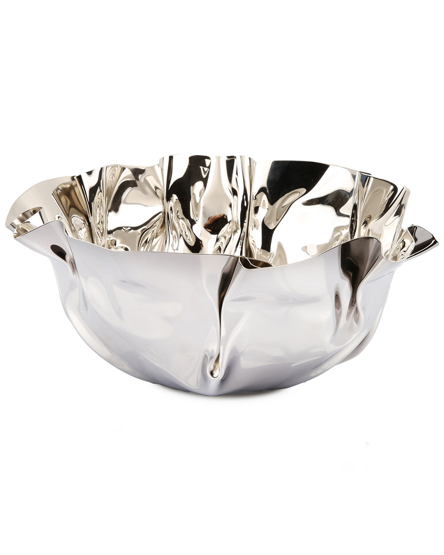 Classic Touch Round Stainless Steel Wavy Design Serving Bowl