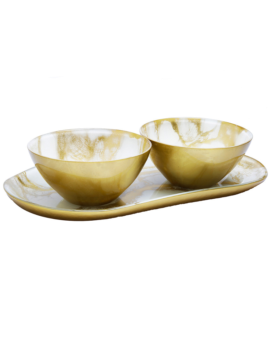 Classic Touch Marble Bowls & Tray Set