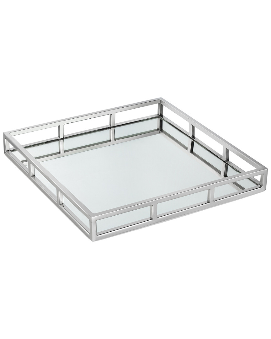 Classic Touch Square Tray With Mirror Base