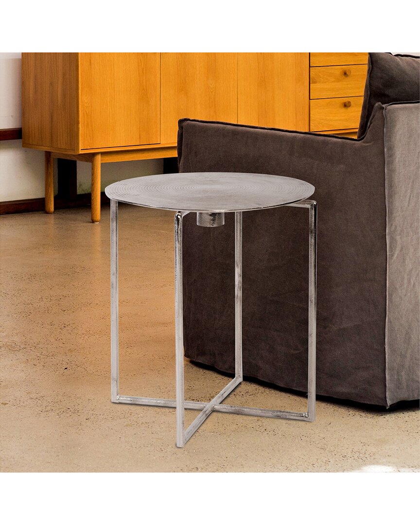 Howard Elliott Raw Silver Spiral Top Accent Table