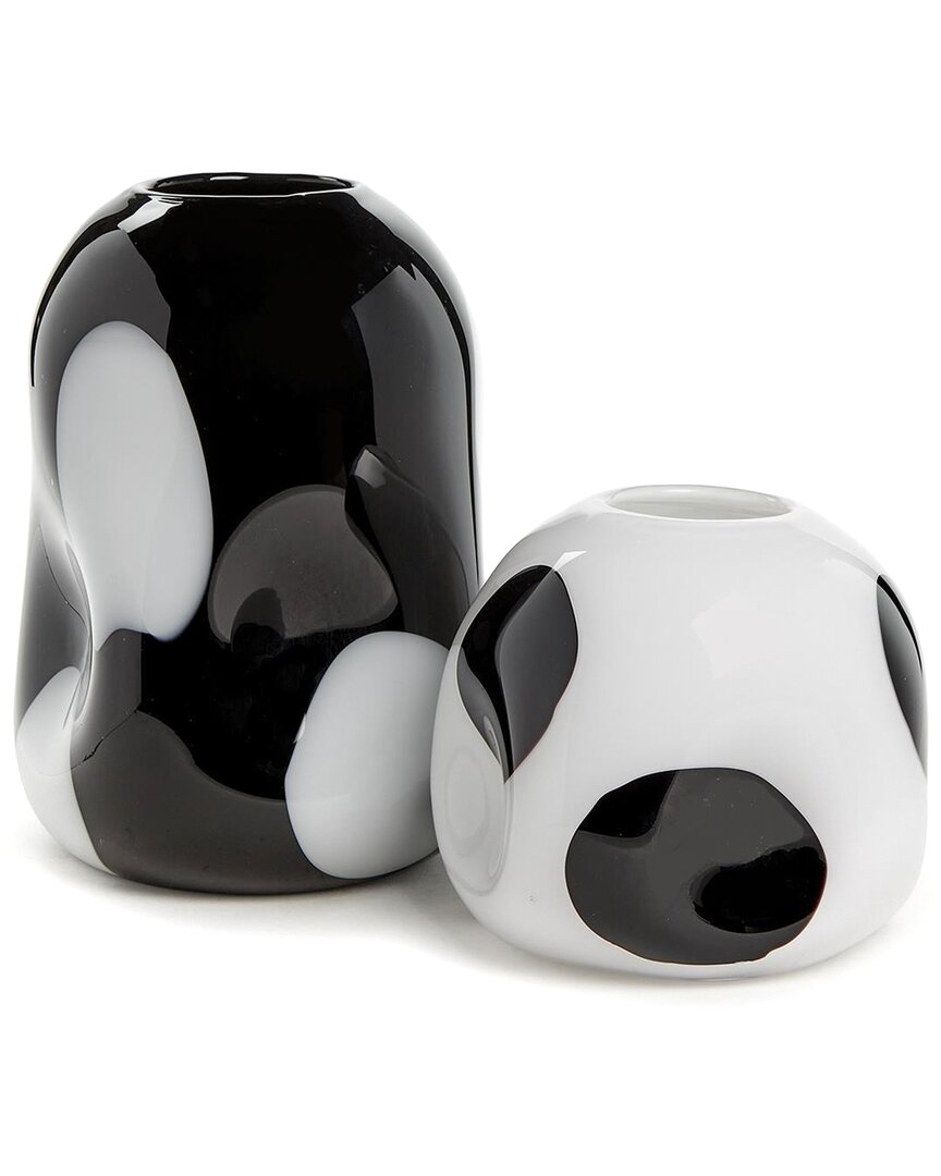 TOZAI TOZAI SET OF 2 MURANO STYLE DOT ART GLASS VASES