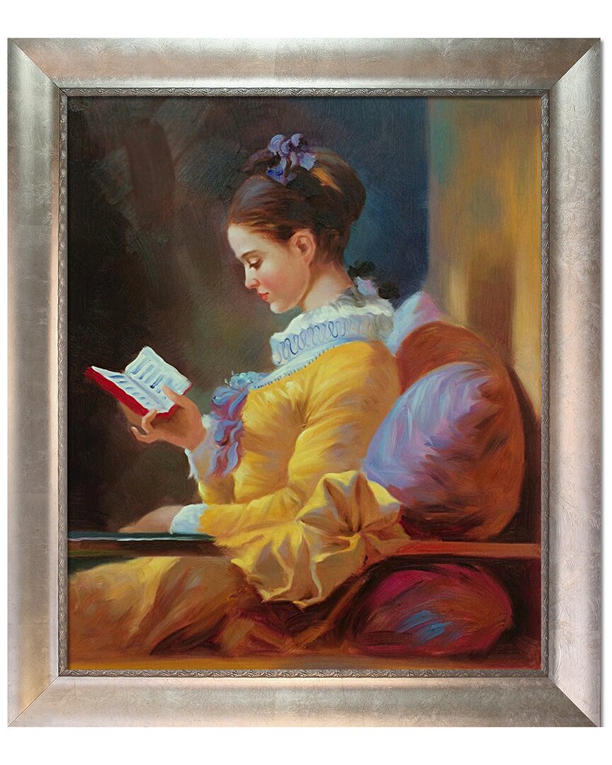 La Pastiche The Reader With Champa Canvas Art Print In Multicolor