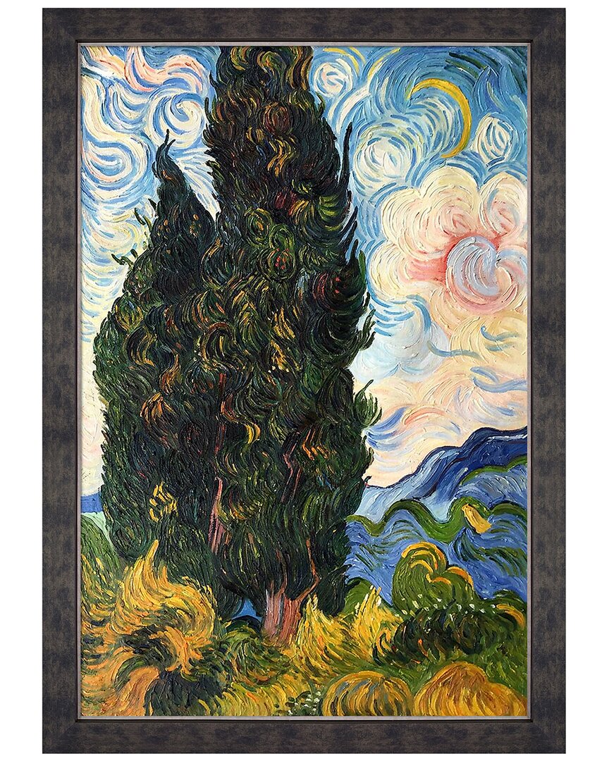 La Pastiche Two Cypresses Canvas Art Print In Multicolor