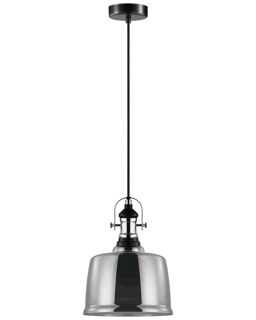Eglo Gilwell 1 Light Pendant With Matte Black & Chrome Finish & Smoked Glass Shade