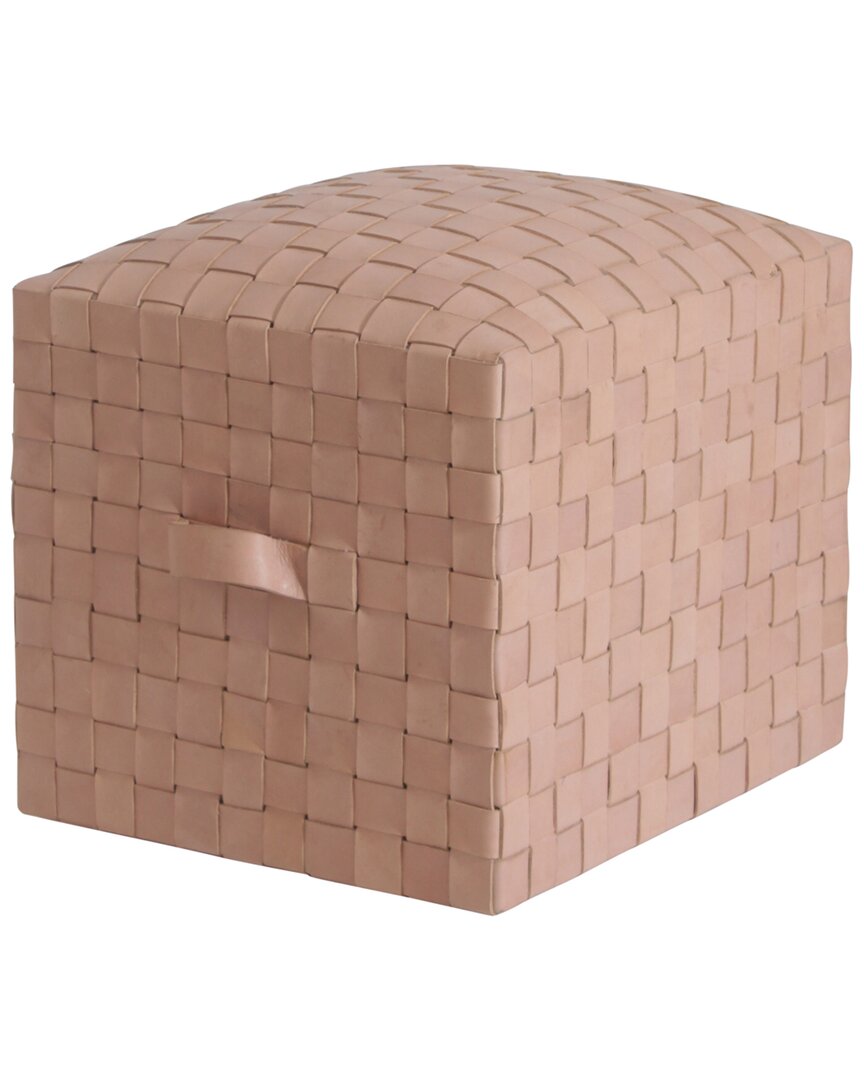 Peninsula Home Collection 21in Brooklyn Blush Leather Cube In Pink