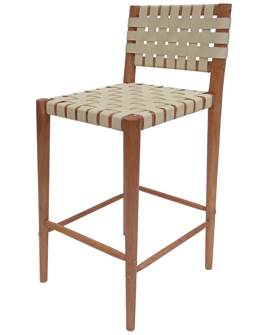 Peninsula Home Collection Perry Leather Barstool In White