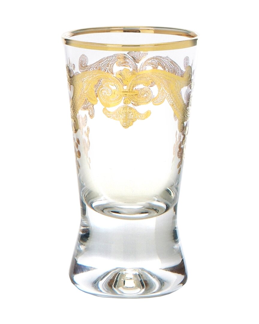Shop Alice Pazkus Set 6 Liquor Gl. W Rich 24k Gold Artwork In Clear