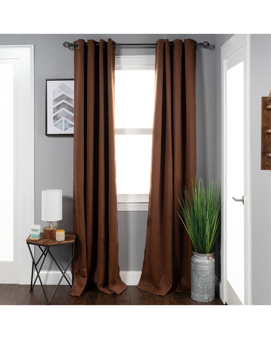 Superior Solid Insulated Thermal Blackout Grommet Curtain Panel Set In Brown