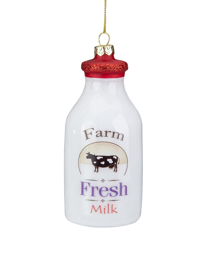Northern Lights Dnu Unprofitable Northlight 4.5in Farm Fresh Milk Glass Bottle Christmas Ornament In White