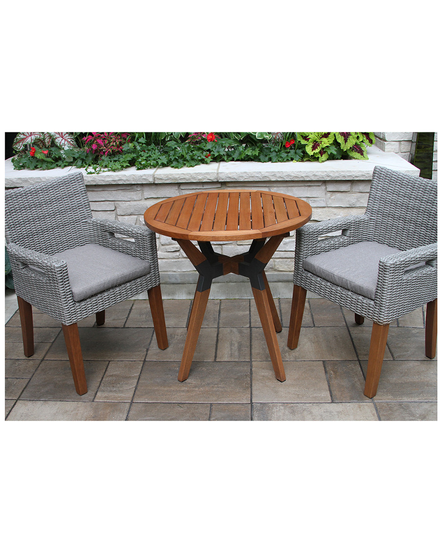 Outdoor Interiors Grey Wicker & Eucalyptus Arm Chairs