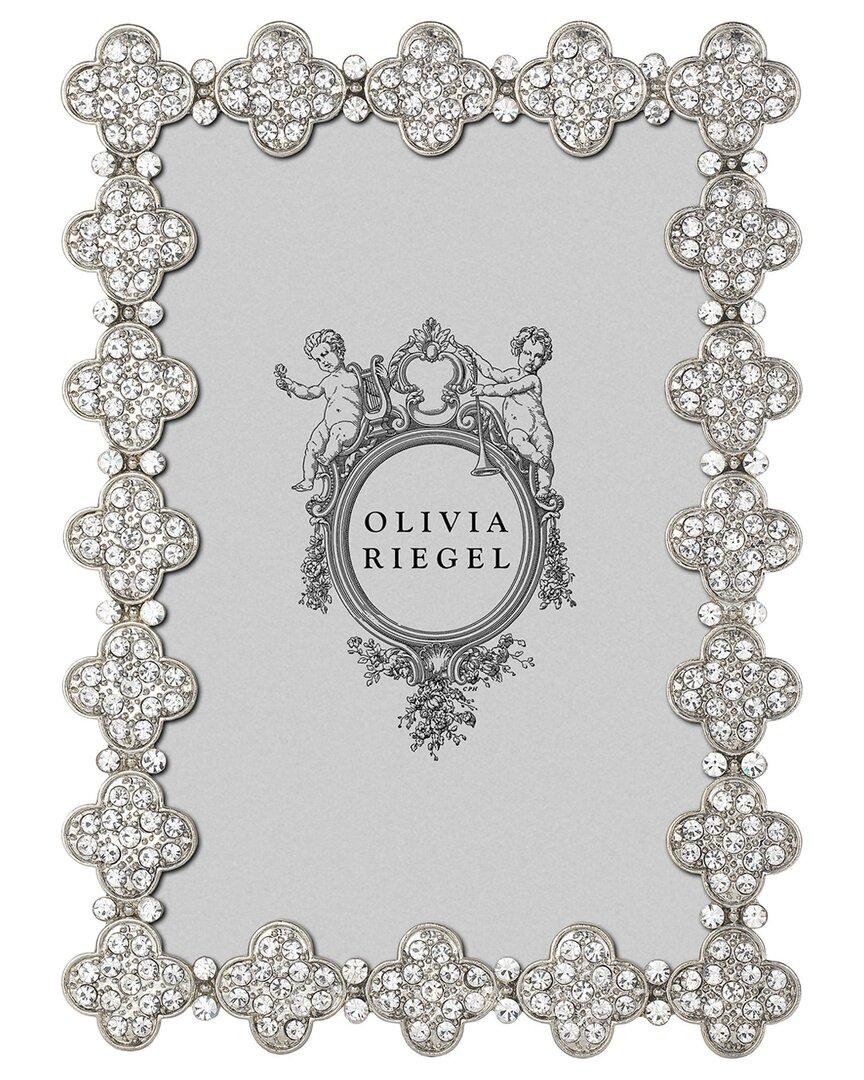 Olivia Riegel Pave Clover 4x6 Photo Frame In Silver