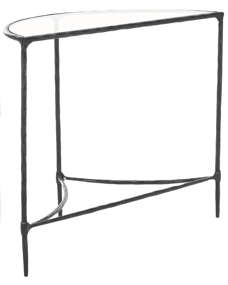 Safavieh Couture Isabellina Metal & Glass Half Moon Console Table In Black