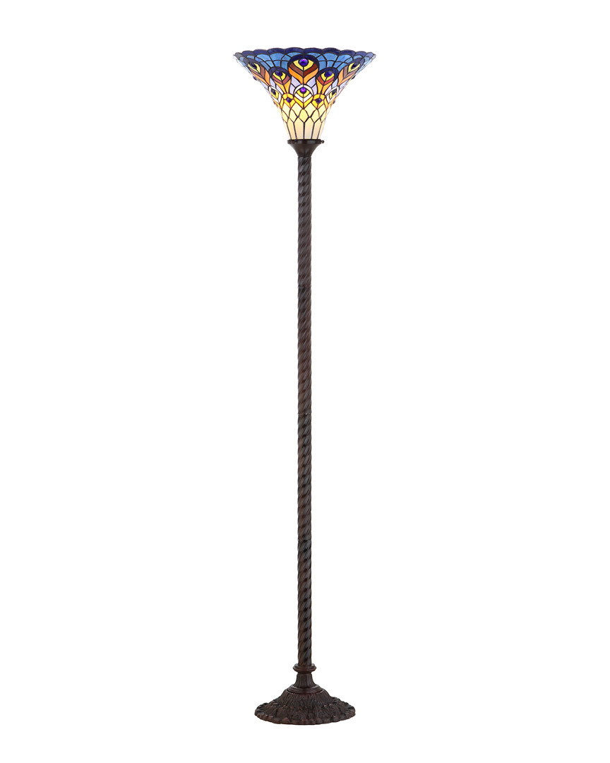 Jonathan Y Designs Peacock Tiffany-style 70in Torchiere Floor Lamp