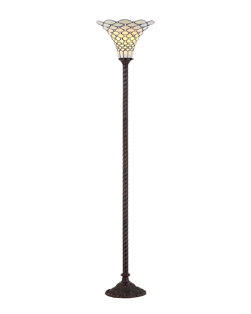 Jonathan Y Designs White Tiffany-style 70in Torchiere Floor Lamp