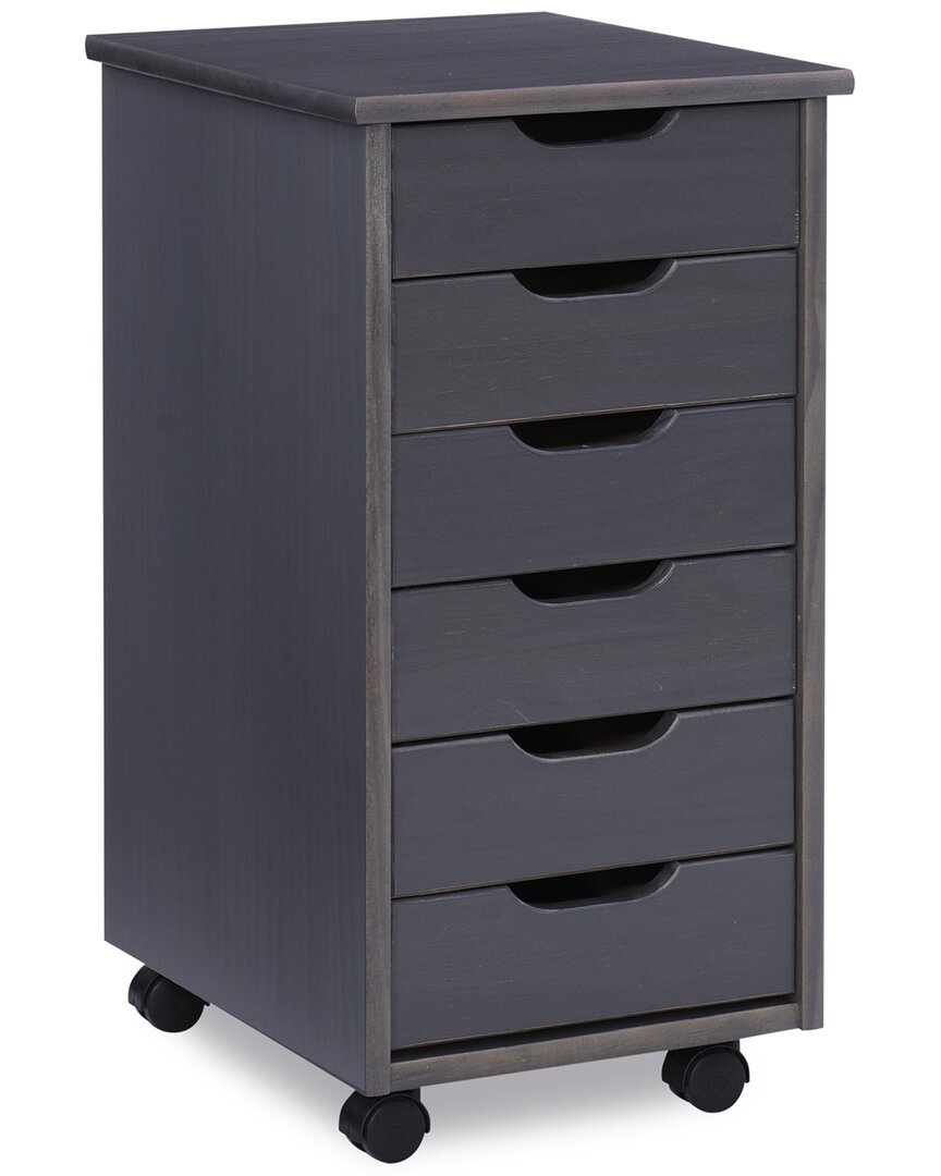Linon Rudy Rolling 6 Drawer Cart In Grey