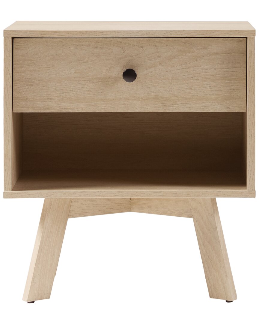 Walker Edison Mid-century Modern Minimalist 1-drawer Nightstand In Brown
