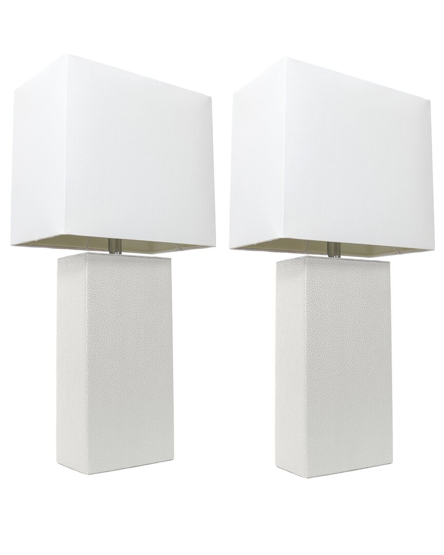 Lalia Home Laila Home 2pk Modern Leather Table Lamps With White Fabric Shades