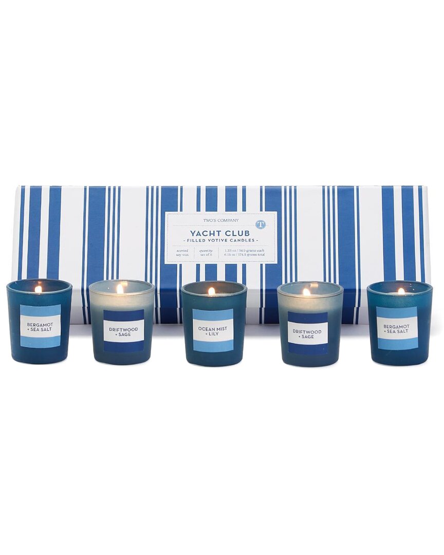 Two's Company Set Of 5 Yacht Club Scented Candles In Gift Box In Multicolor