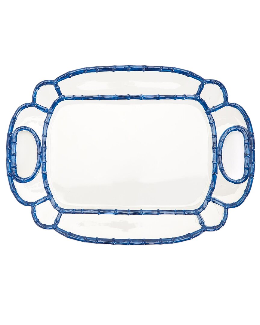 Two's Company Bamboo Touch Platter In Blue