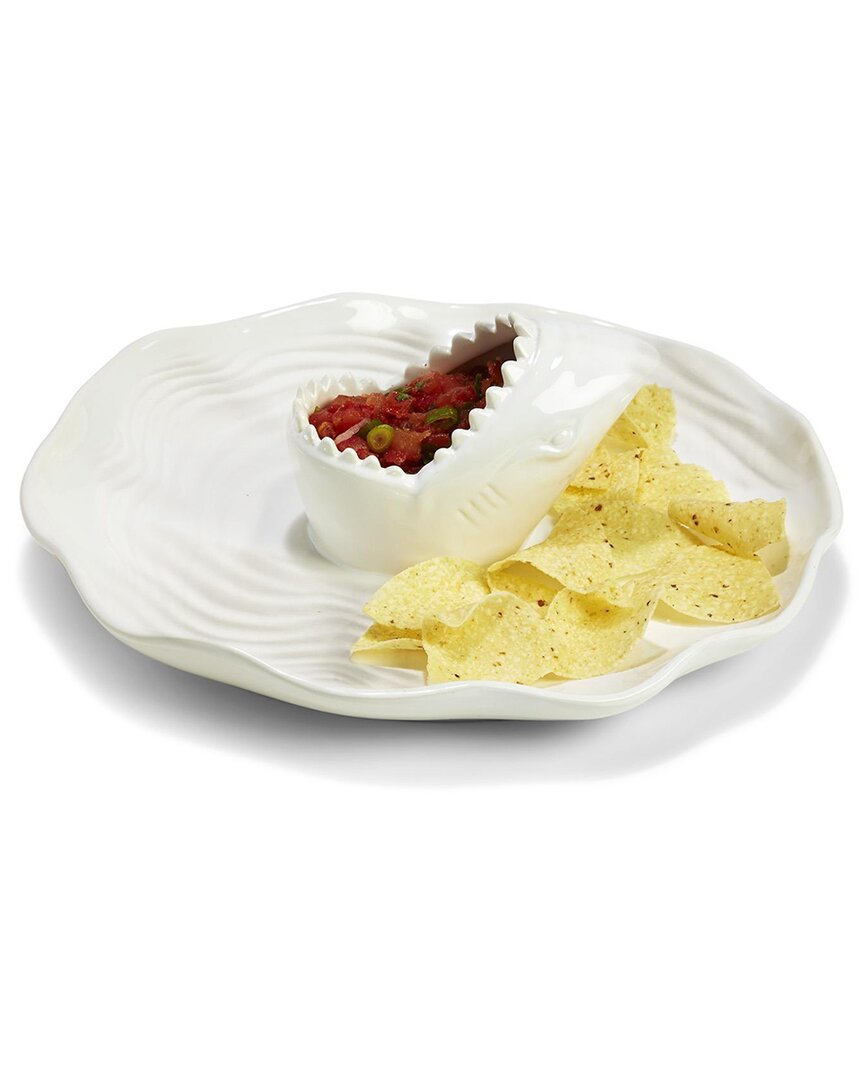Two's Company Great White Chip & Dip Bowl In Multicolor