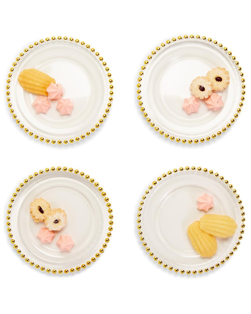 Two's Company Set Of 4 Golden Beads Appetizer/dessert Plates