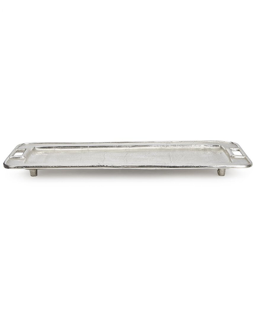 Two's Company Rectangular Decorative Tray In Silver