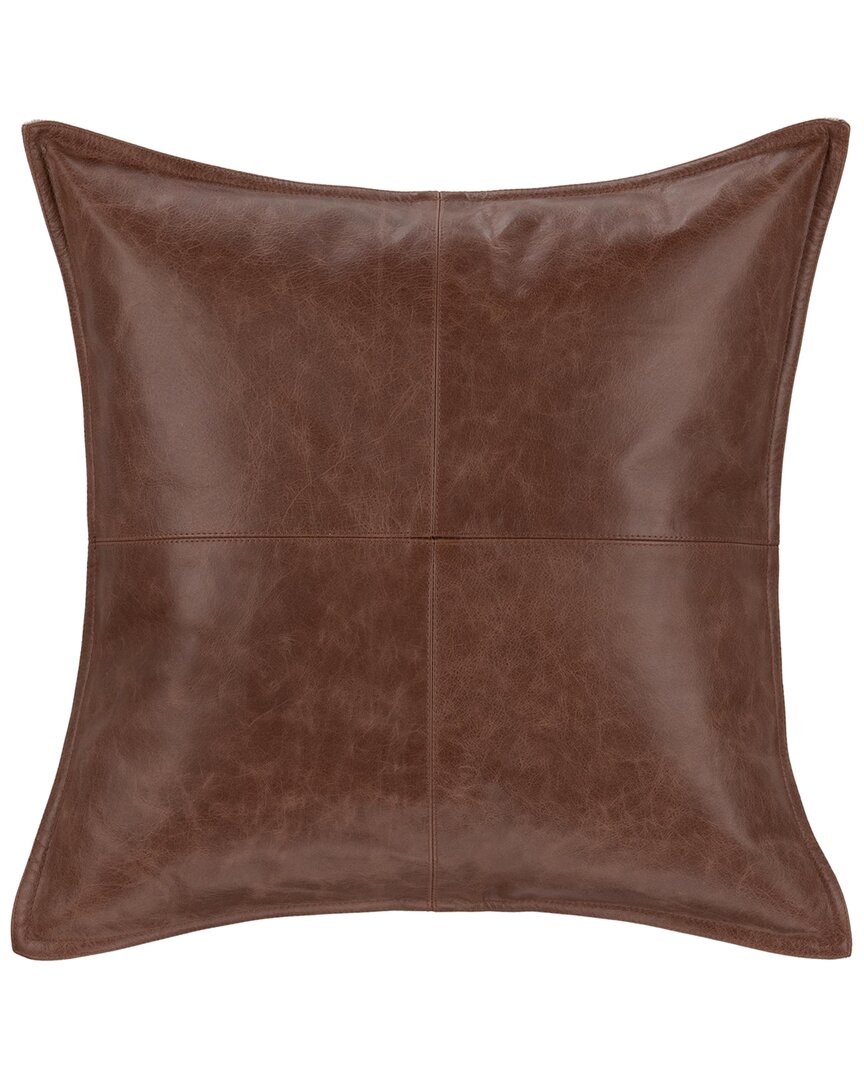 Classic Home Dyed & Lightly Distressed Kona Genuine Leather Throw Pillow