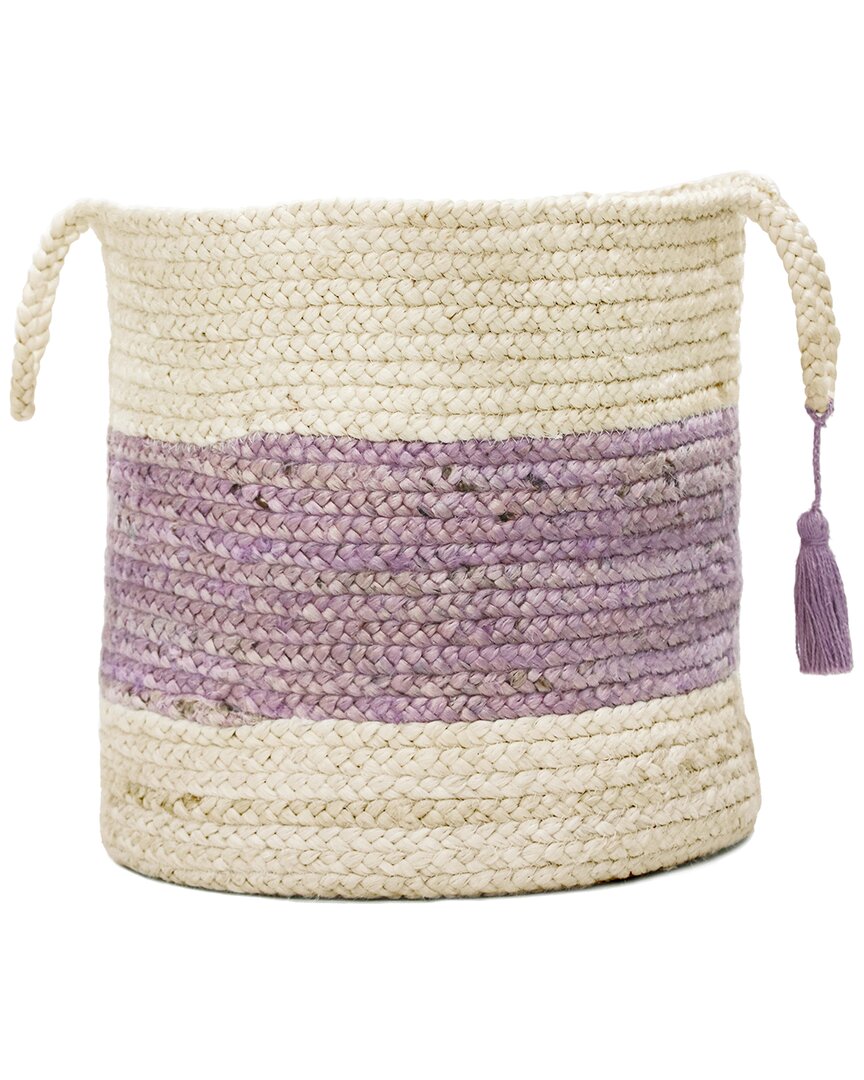 Lr Home Annie Striped Jute Decorative Basket In Purple