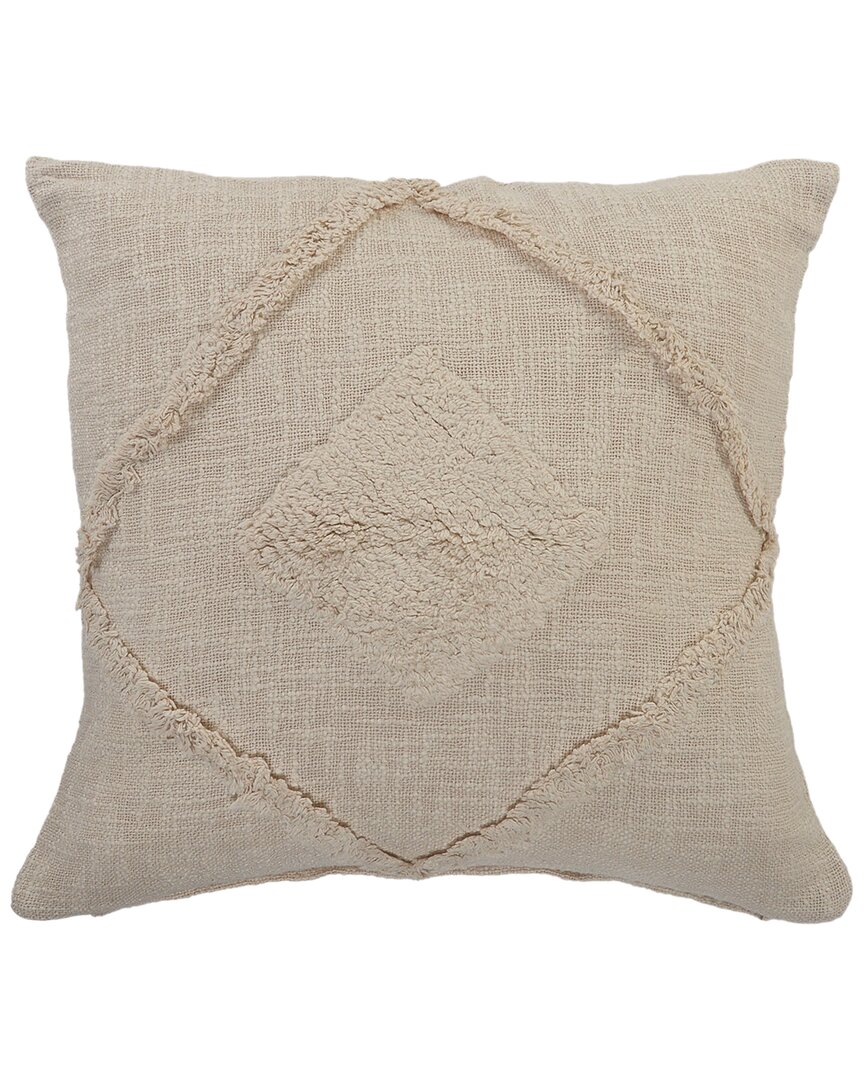 Lr Home Shena Solid Decorative Double Diamond Throw Pillow In White