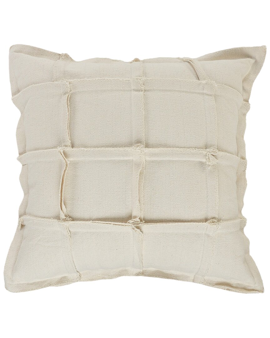 Lr Home Sindy Solid Beige Ribbon Throw Pillow In White