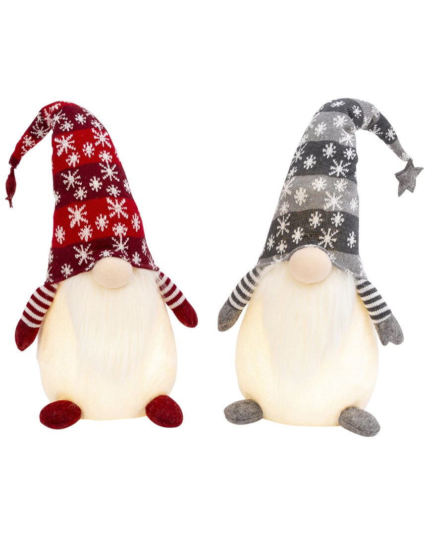 Gerson International Set Of 2 26-in H B/o Lighted Holiday Plush Gnome F In Multi