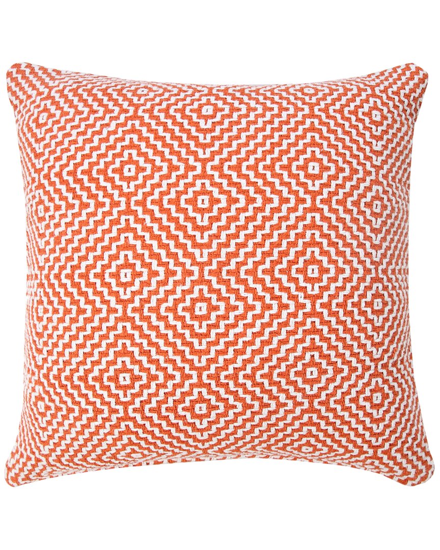 Lr Home Ingrid Diamond Delight Woven Geometric Throw Pillow In Orange