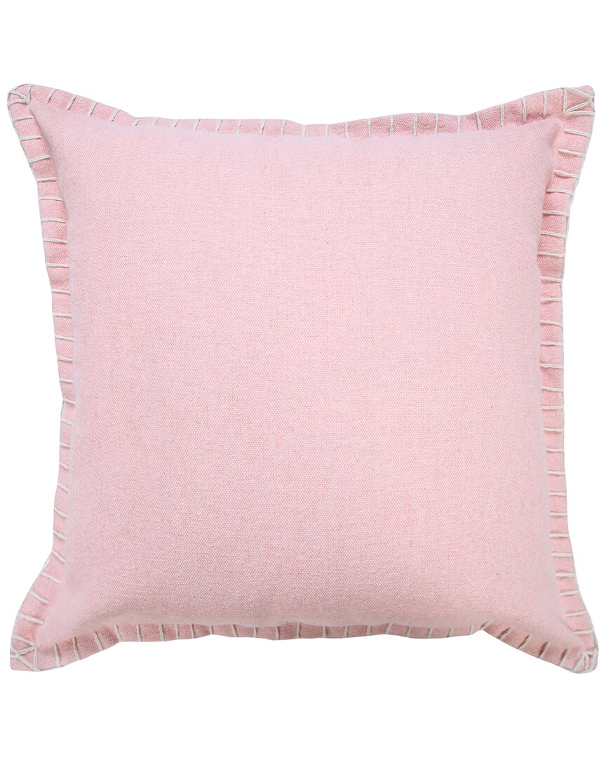 Lr Home Pink Vivian Embroidered Edge Bordered Throw Pillow