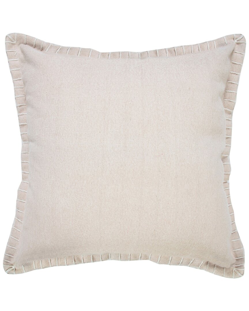 Lr Home Vivian Embroidered Edge Bordered Throw Pillow In Beige