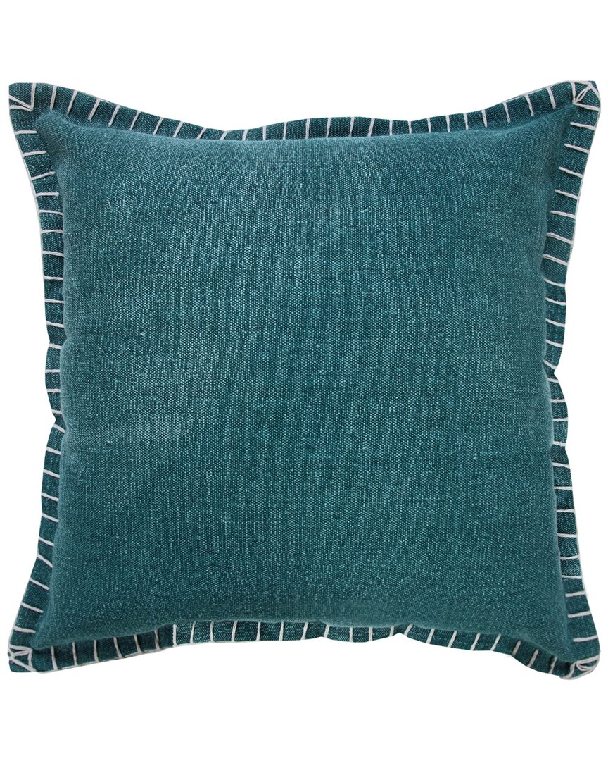 Lr Home Vivian Embroidered Edge Bordered Throw Pillow In Green
