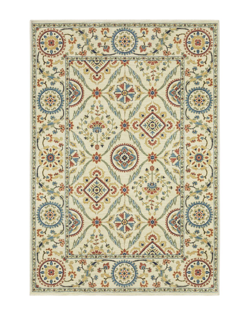 Stylehaven Fostoria Bohemian Medallions Fringed Edge Area Rug In Ivory