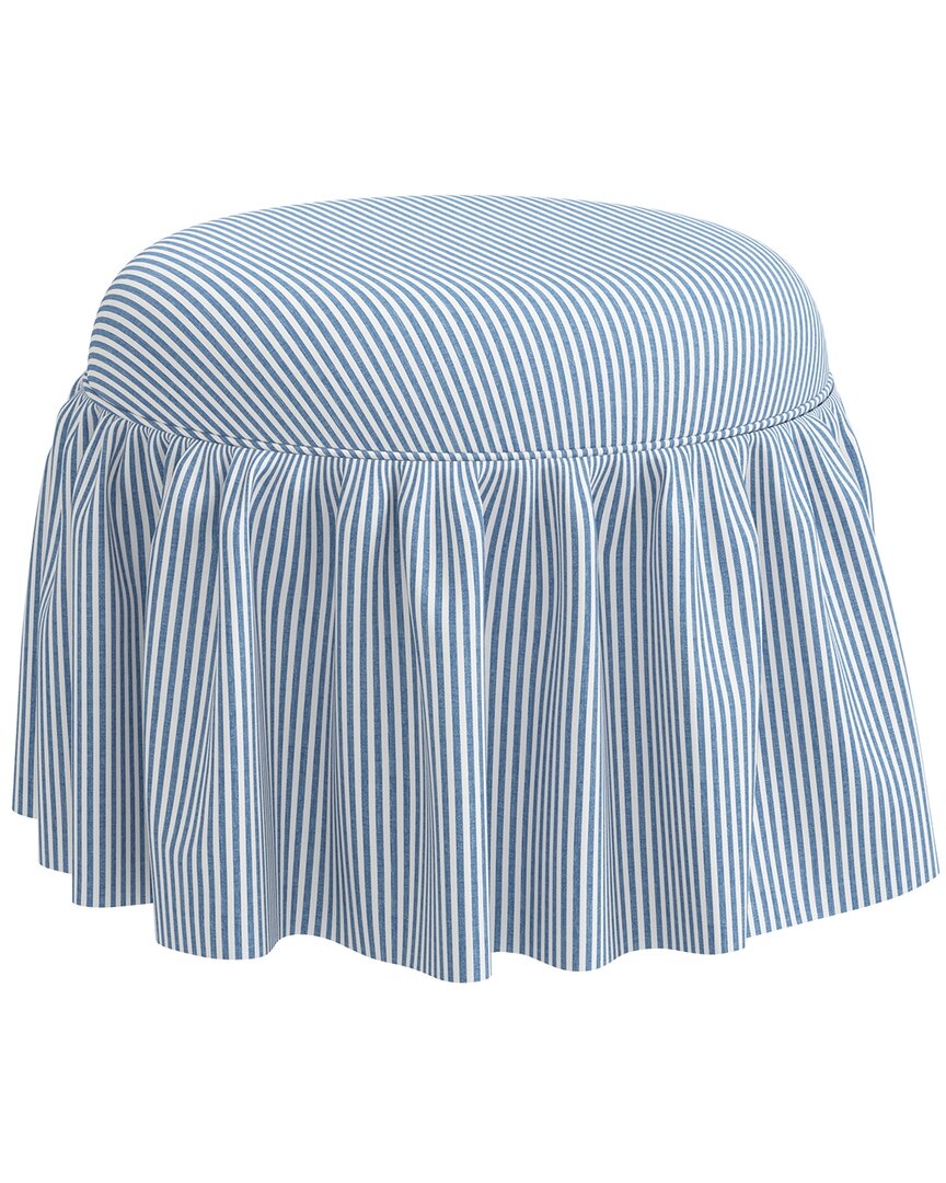 Skyline Furniture Round Upholstered Ottoman In Blue
