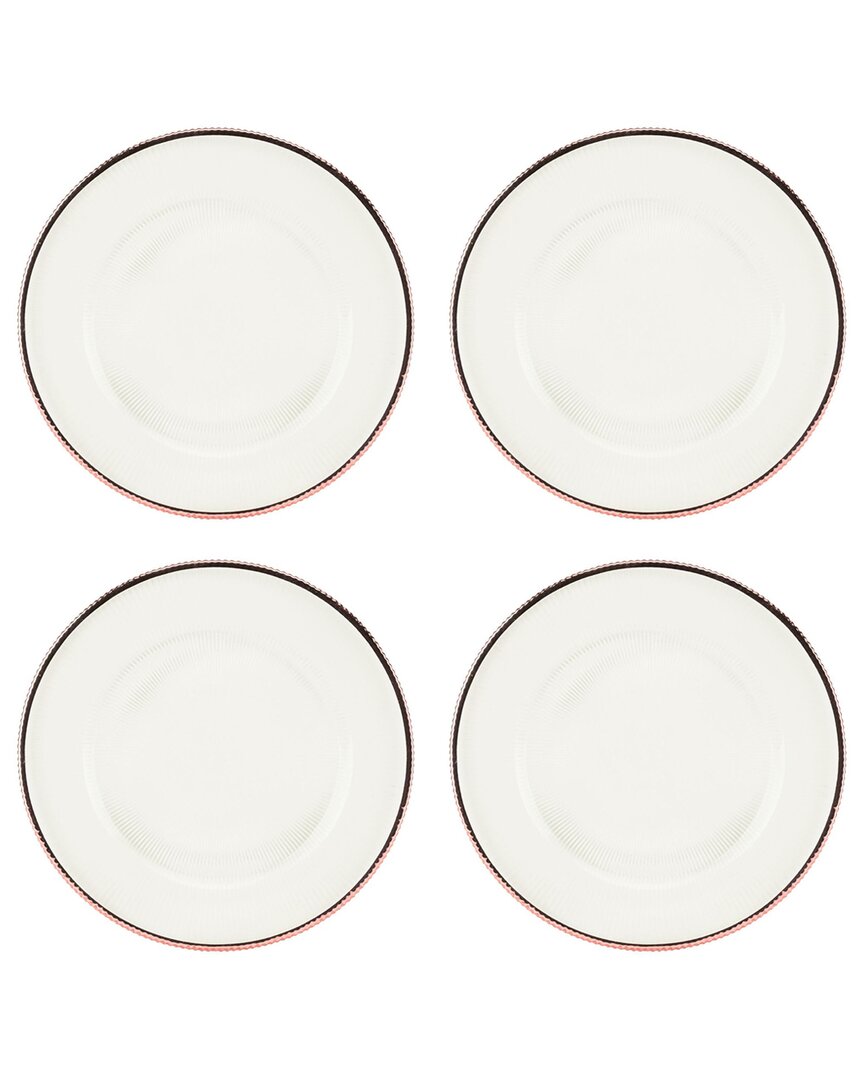 10 Strawberry Street Set Of 4 Markle Ribbed Glass Chargers In Multi