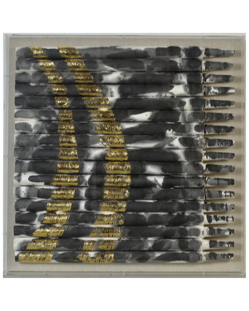 Harp & Finial Metallique I Shadow Box Framed Art - Multicolor Rolls Of Fabric
