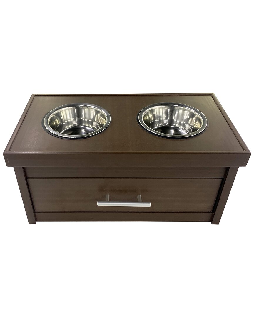 New Age Pet Ecoflex Piedmont 2-bowl Dog Diner With Storage Drawer -russet In Red