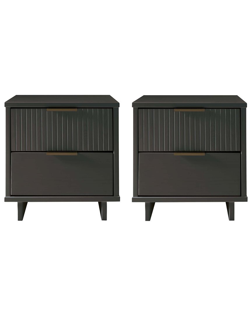 Manhattan Comfort Granville Modern Solid Wood Nightstand In Grey