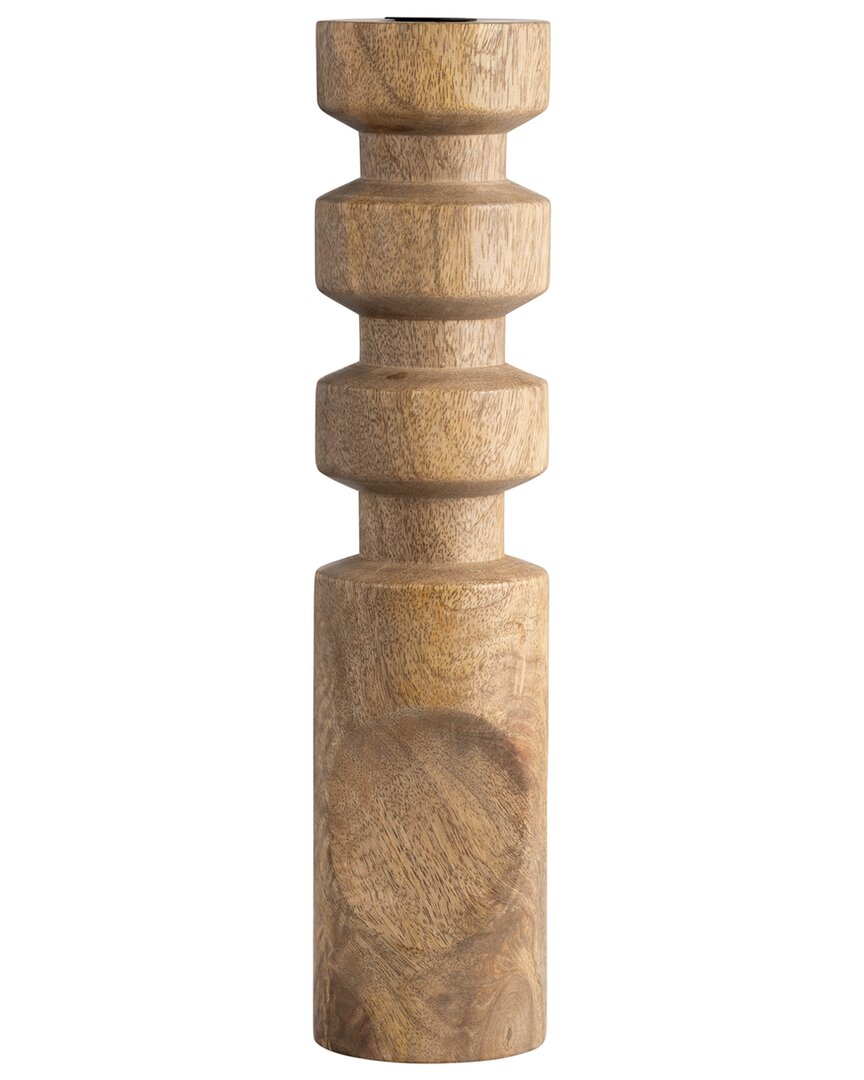 Sagebrook Home 14in Stacked Taper Candleholder In Brown