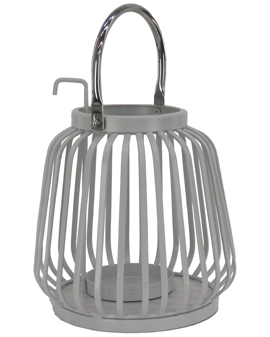 National Tree Company 11in Ribbed Candle Lantern In Gray