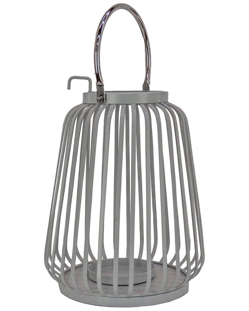 National Tree Company 13in Ribbed Candle Lantern In Gray