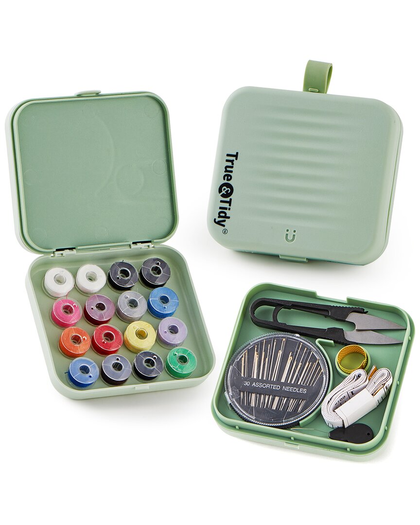 True & Tidy 22pc Mini Sewing Kit With Magnetic Box In Green