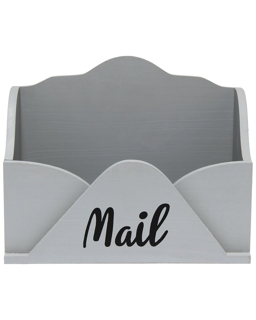 Lalia Home Homewood Farmhouse Wooden Decorative Envelope Shaped Desktop Letter Holder In Grey