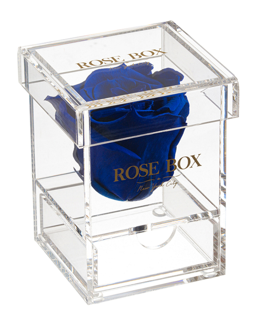 Rose Box Nyc Single Night Blue Rose Jewelry Box