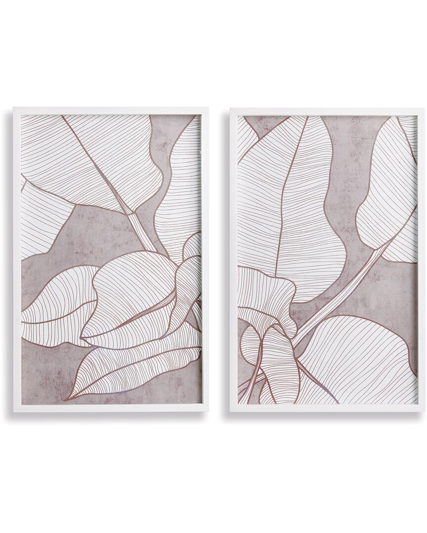 Napa Home & Garden Set Of 2 Palm Leaf Prints In Taupe